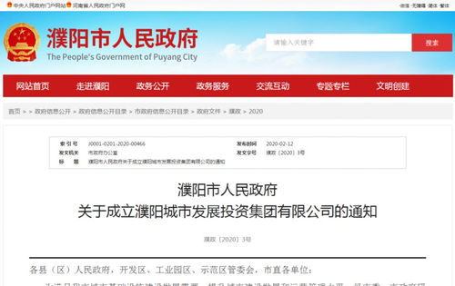 注冊資本金20億元，濮陽城市發(fā)展投資集團(tuán)正式成立